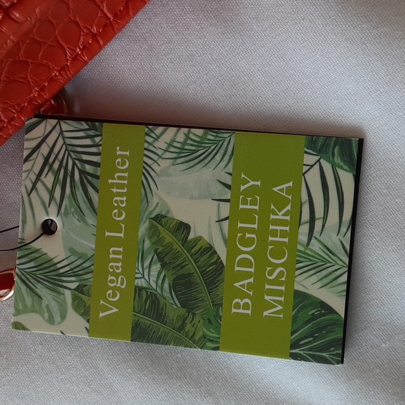 Badgley Mischka Croco Crossbody Bag. Orange. - Picture 6 of 12